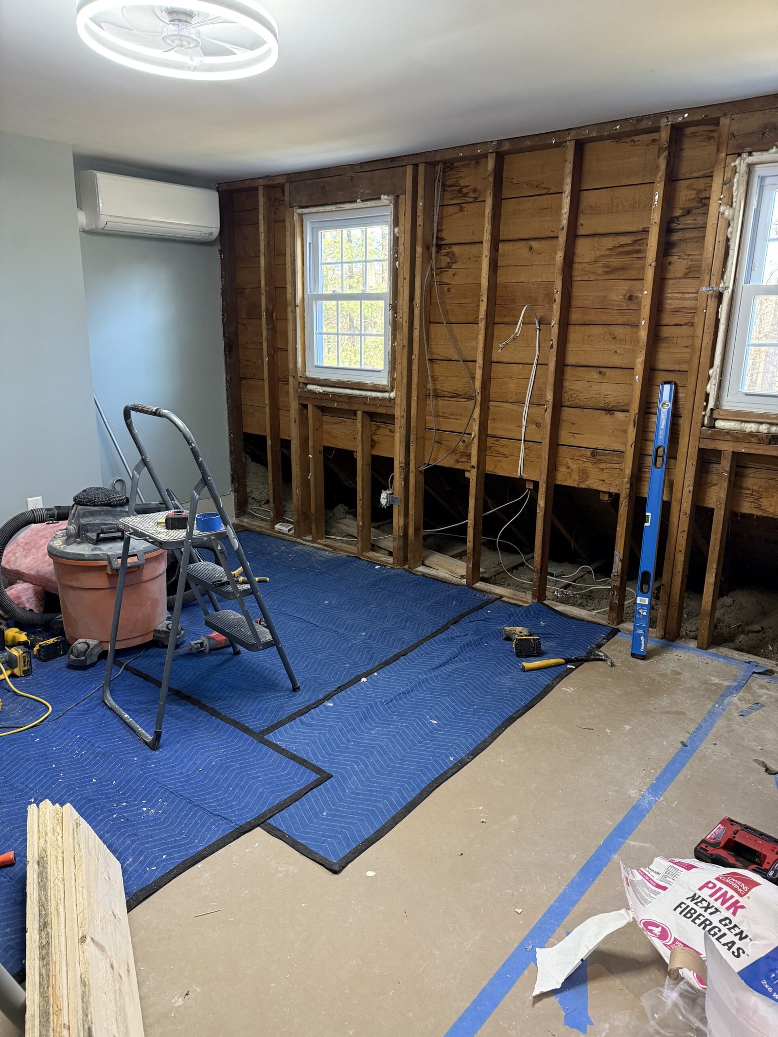 Existing room before wall relocation and expansion in Boxford Massachusetts