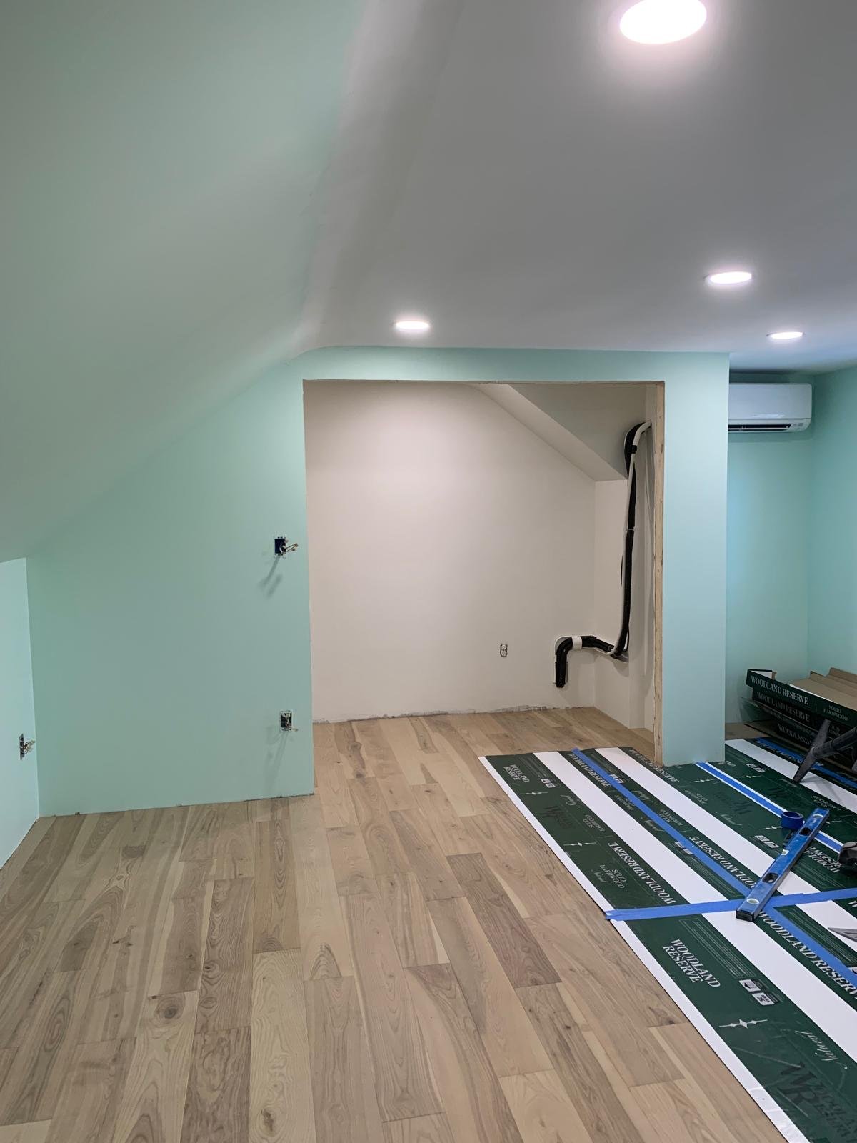 Expanded room nearing completion during a Boxford renovation project
