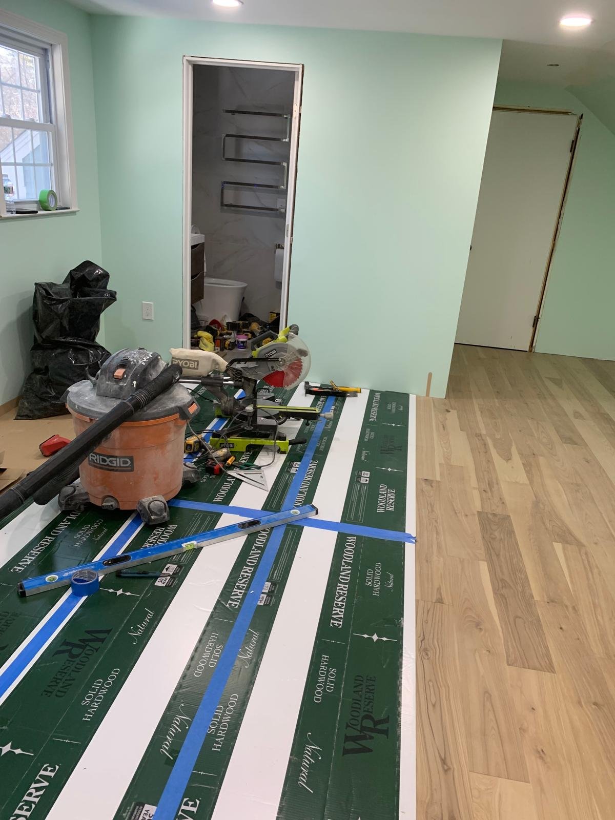 Expanded Boxford room during final interior finish work