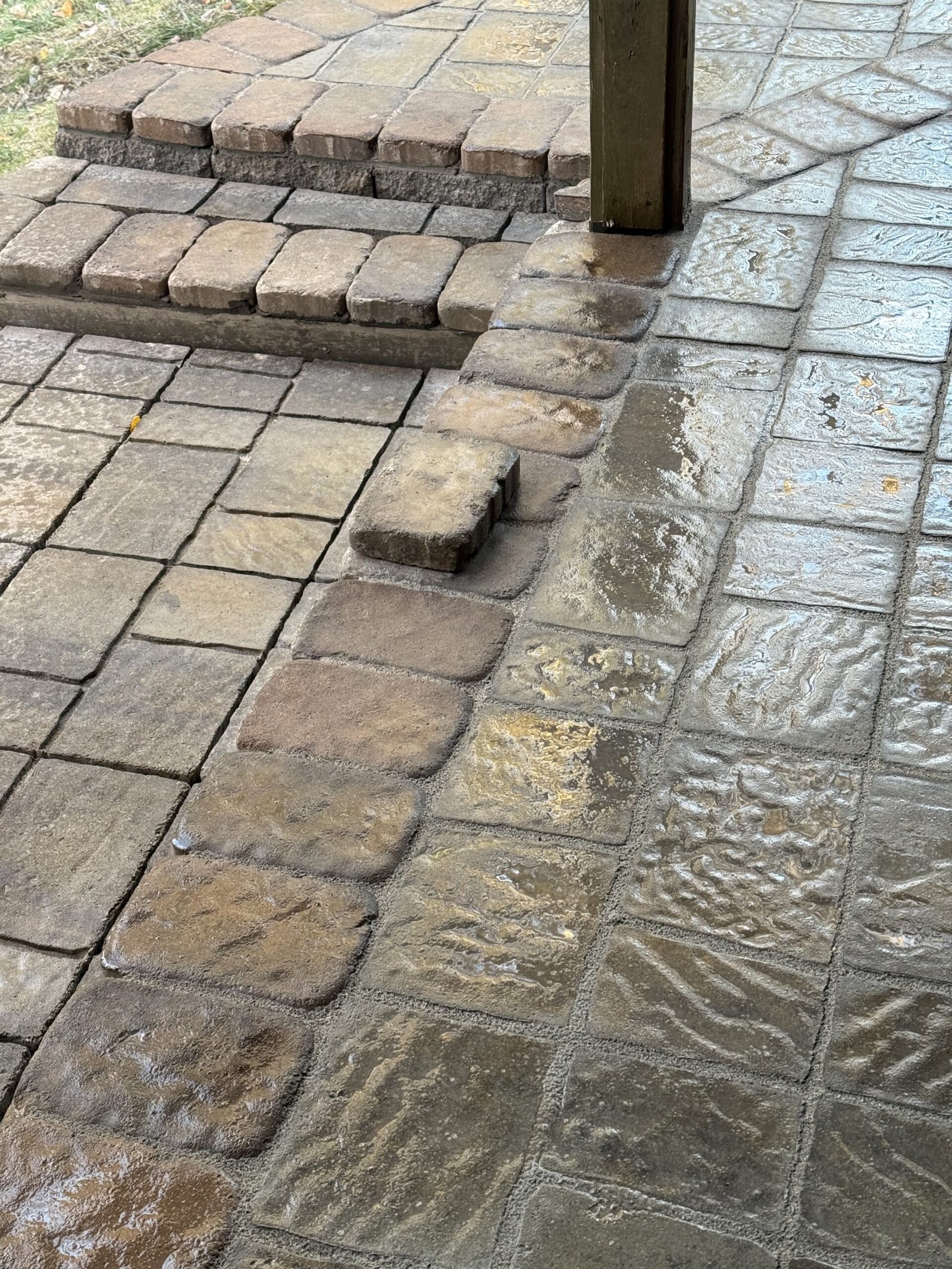 Finished pavers transitioning across the Dover patio and walkway area