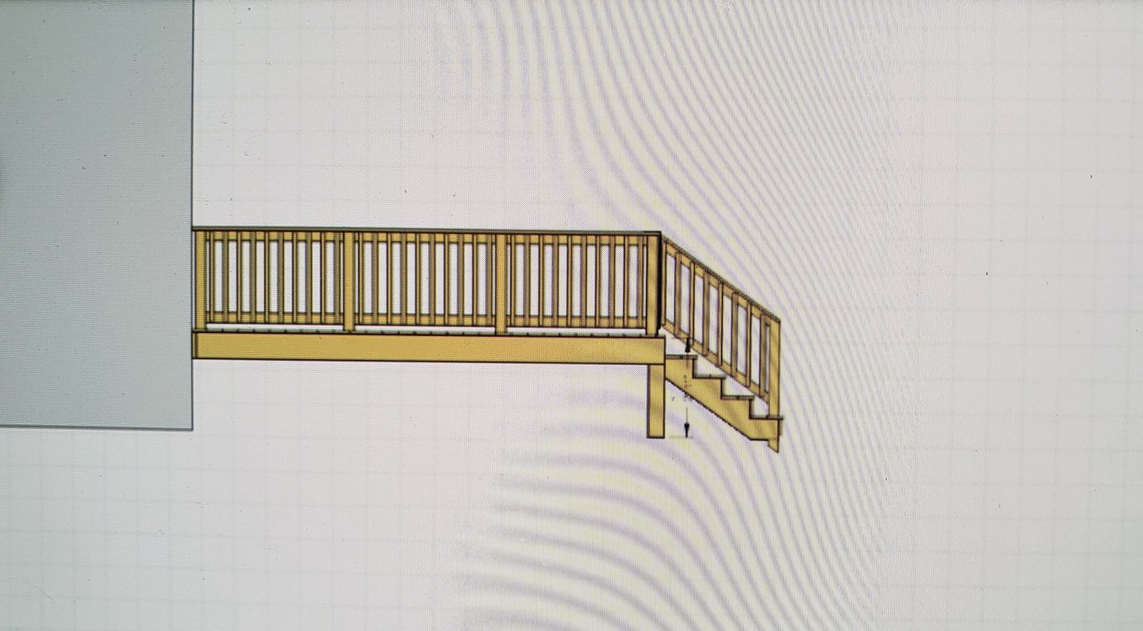 Side elevation drawing showing deck railings and stairs in Marblehead Massachusetts
