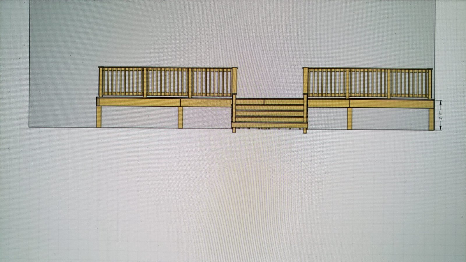 Front elevation drawing for a new deck in Marblehead Massachusetts