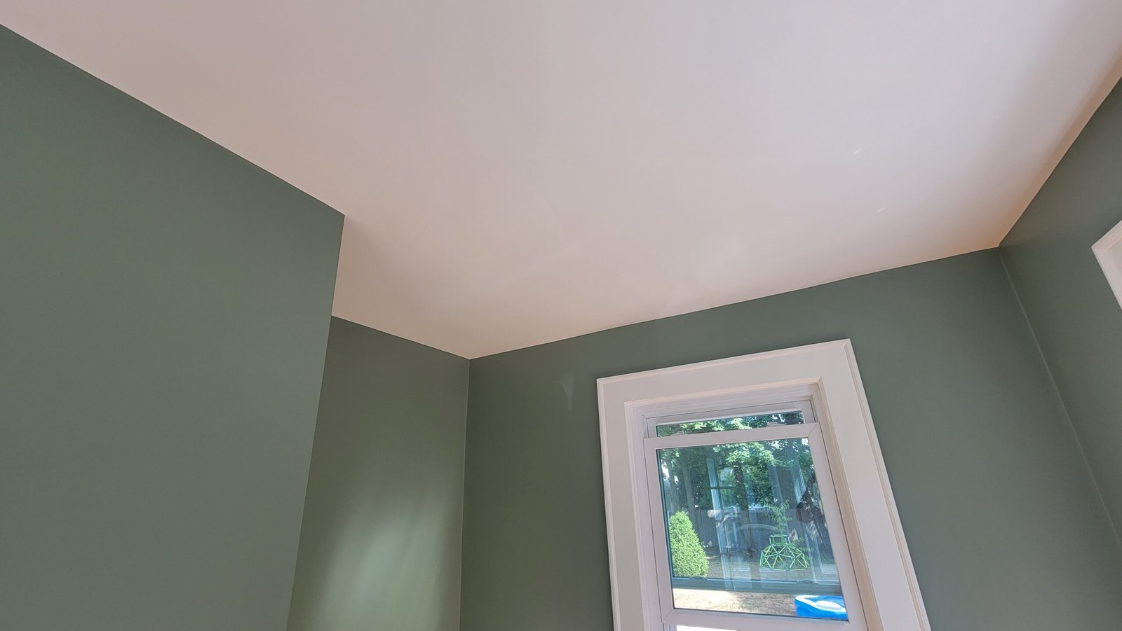 Completed upper wall ceiling and window detail in a Marblehead home office