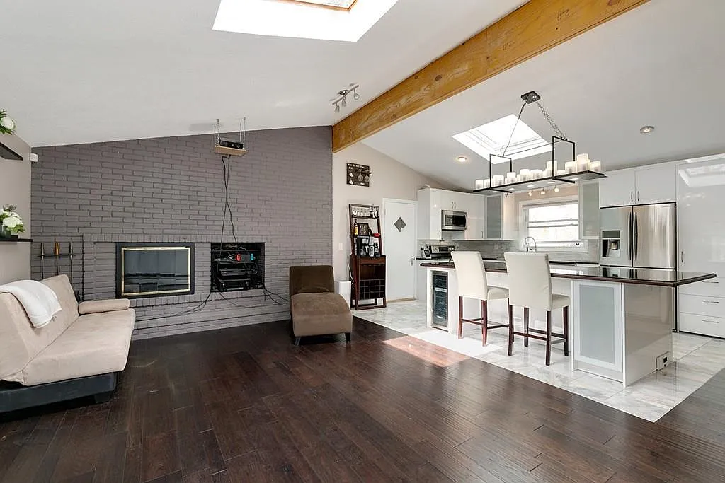 Open-plan kitchen and living space after a whole-house renovation in Saugus Massachusetts