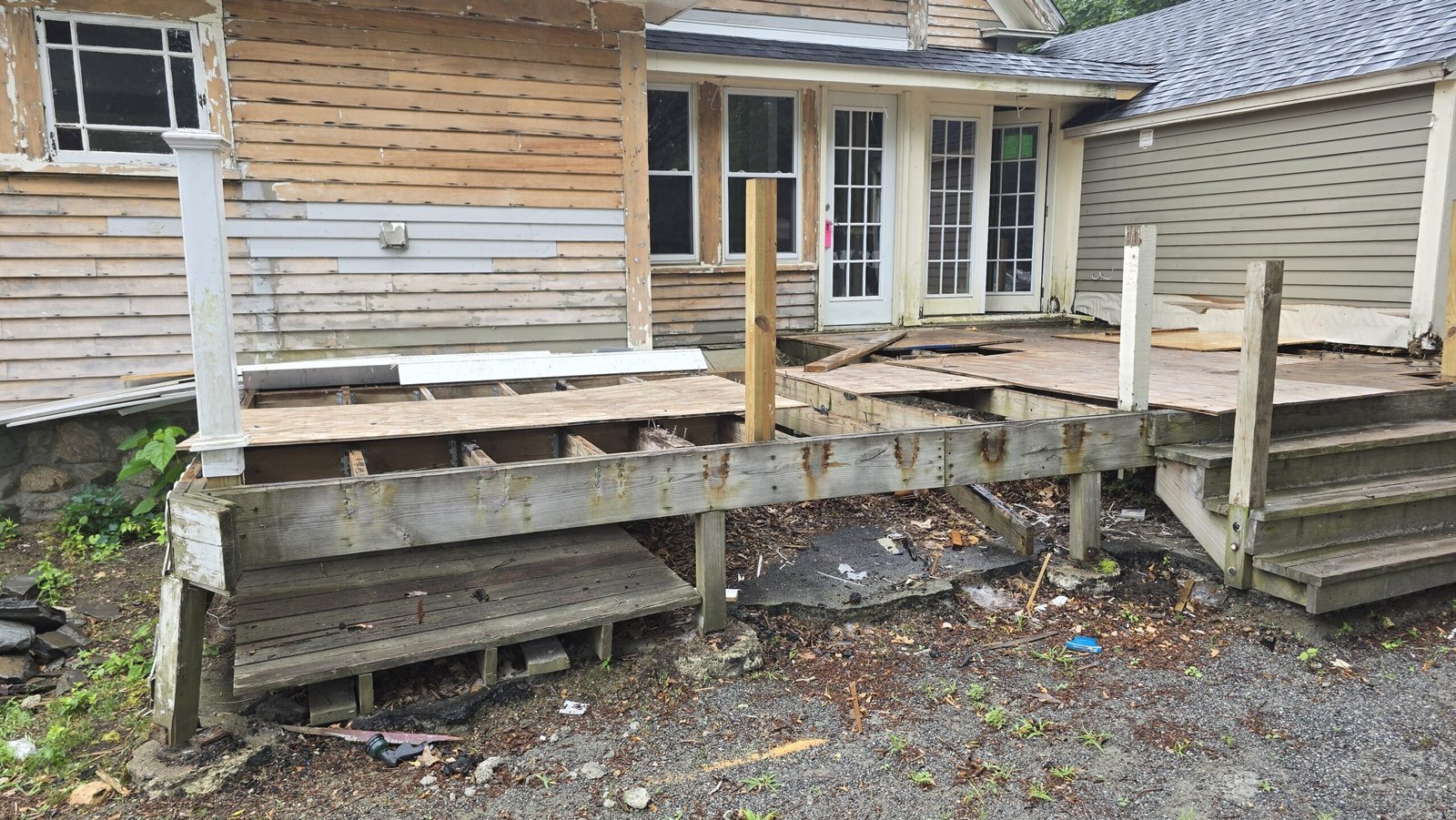 Exterior condition and cleared deck area when NERP took over in Wayland Massachusetts, photograph 3