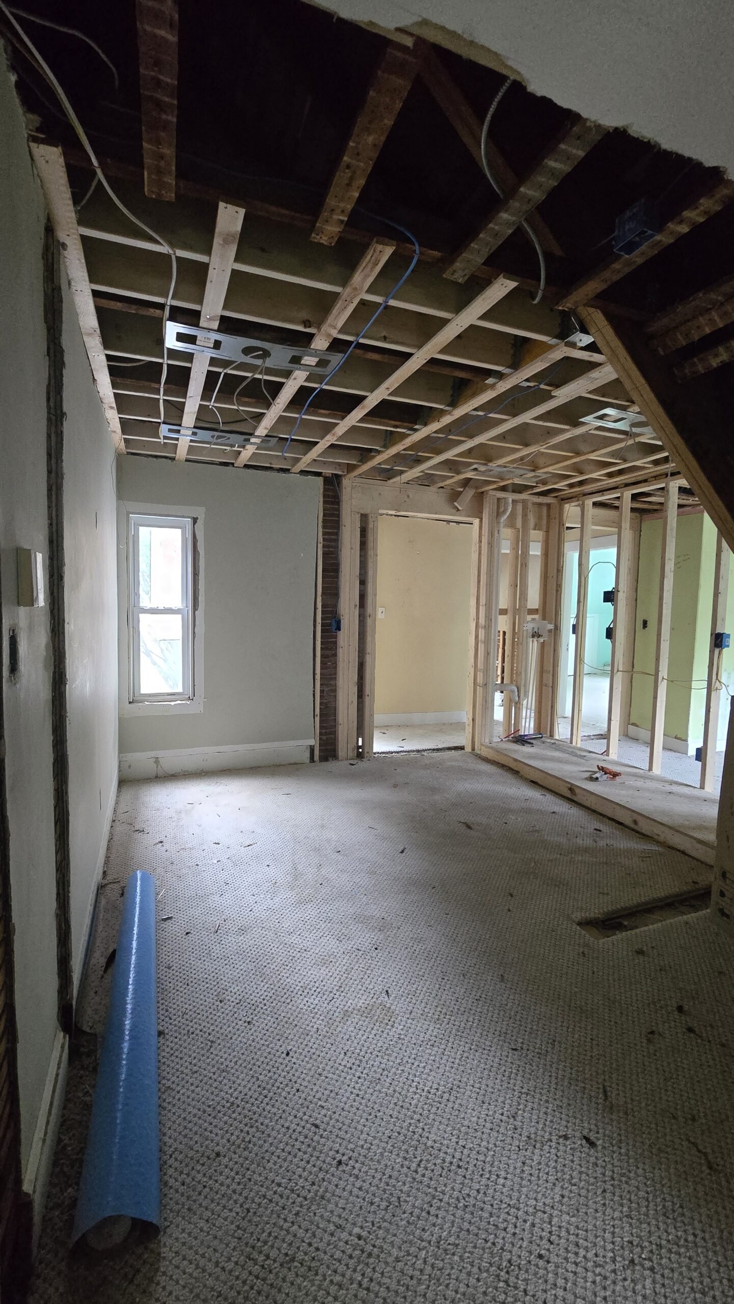 Exposed framing and partially demolished room when NERP took over in Wayland Massachusetts, photograph 5