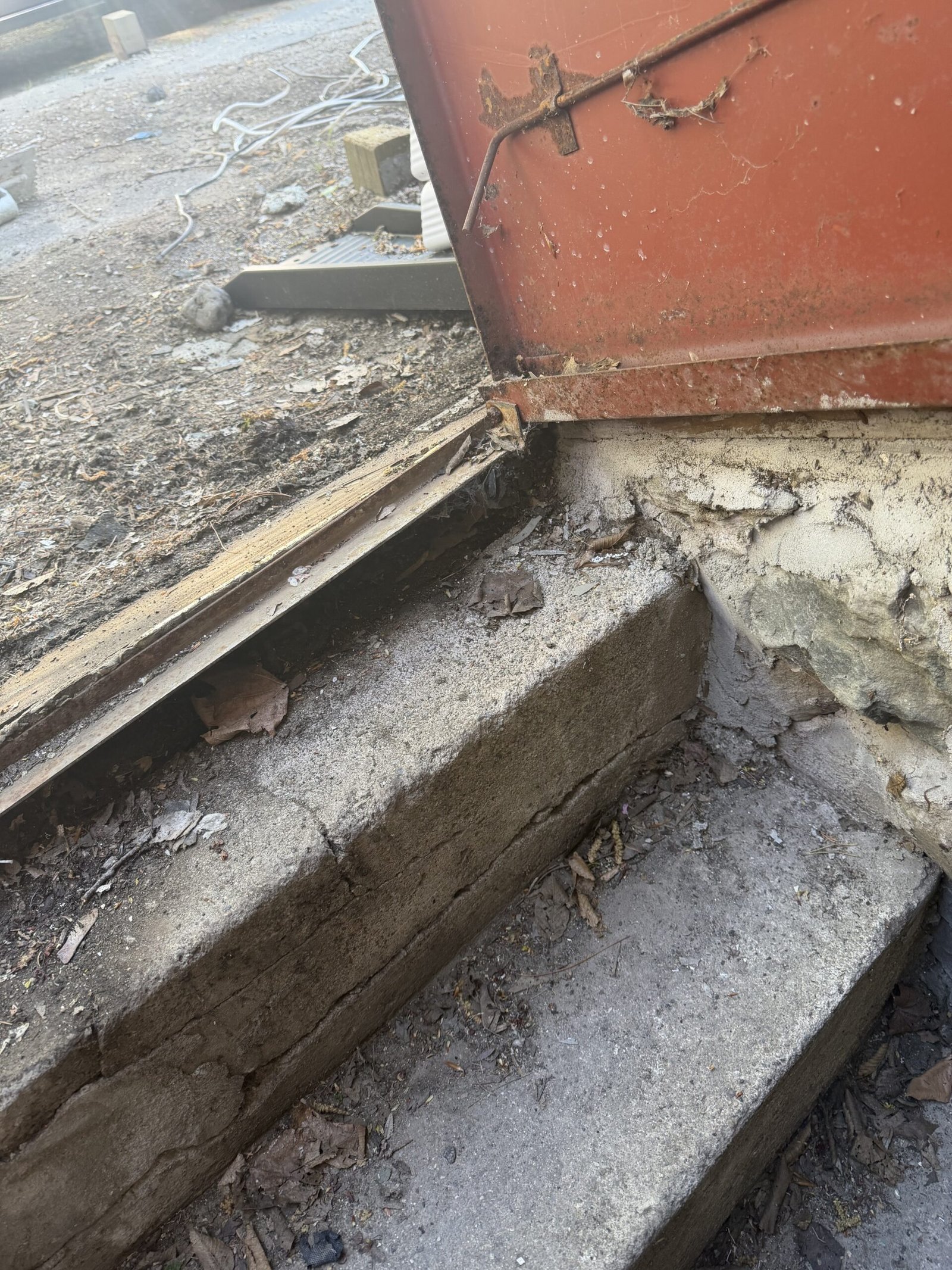 Exterior basement bulkhead access reconstruction in Wayland Massachusetts, photograph 3