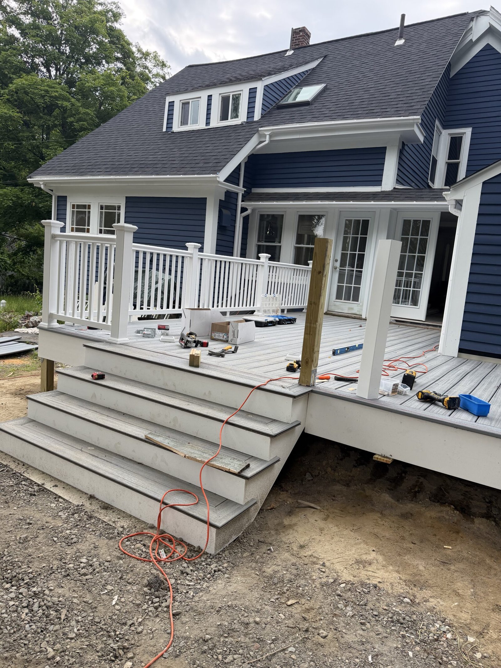 Deck stairs, railing, and finishing details in Wayland Massachusetts, photograph 8