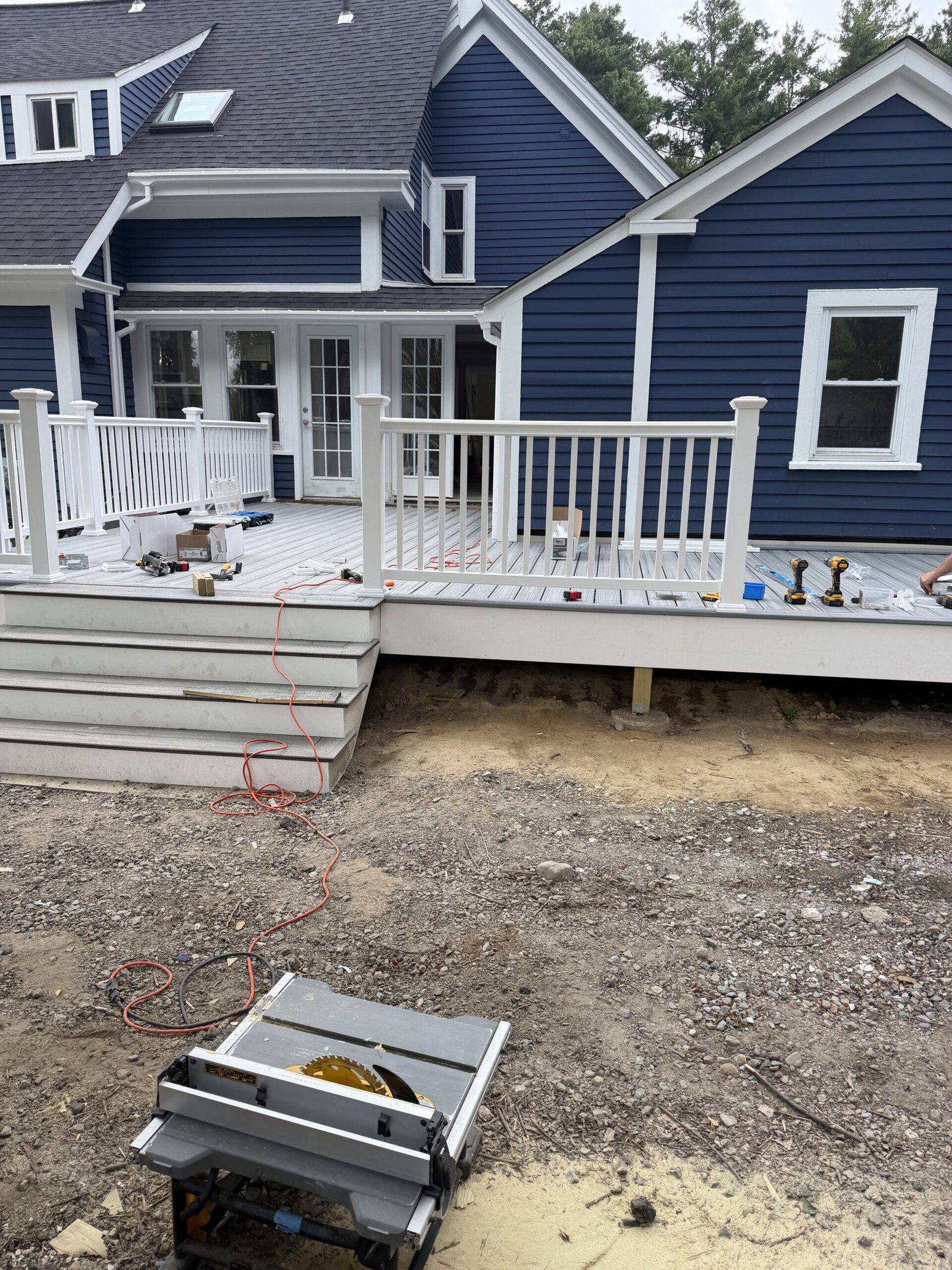 Deck stairs, railing, and finishing details in Wayland Massachusetts, photograph 9