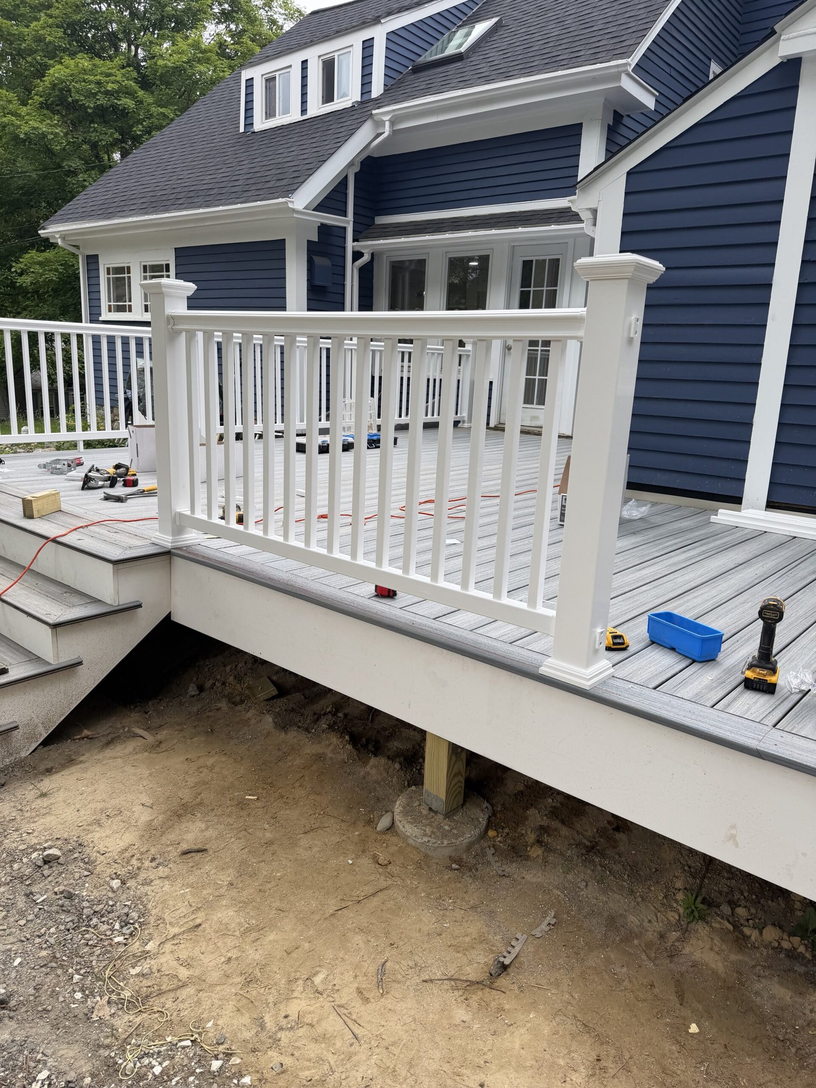 Deck stairs, railing, and finishing details in Wayland Massachusetts, photograph 10