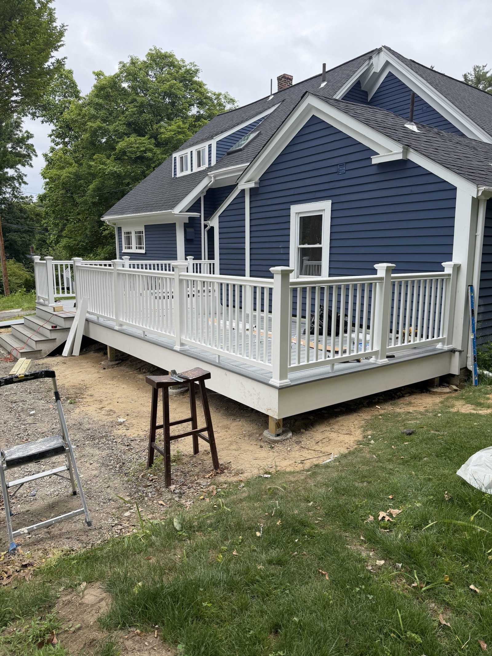 Completed custom deck construction in Wayland Massachusetts, photograph 2