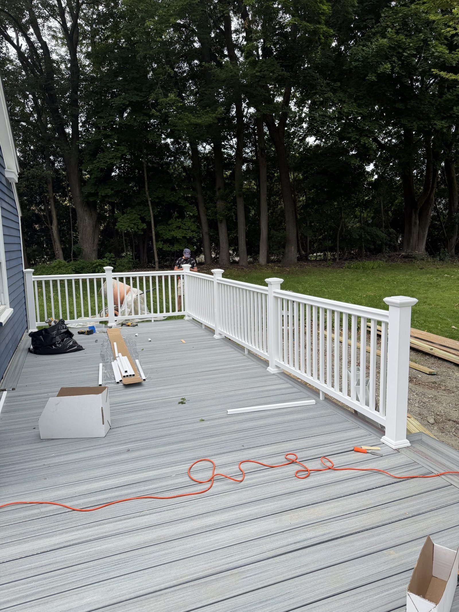 New decking installed during a Wayland Massachusetts deck construction project, photograph 3