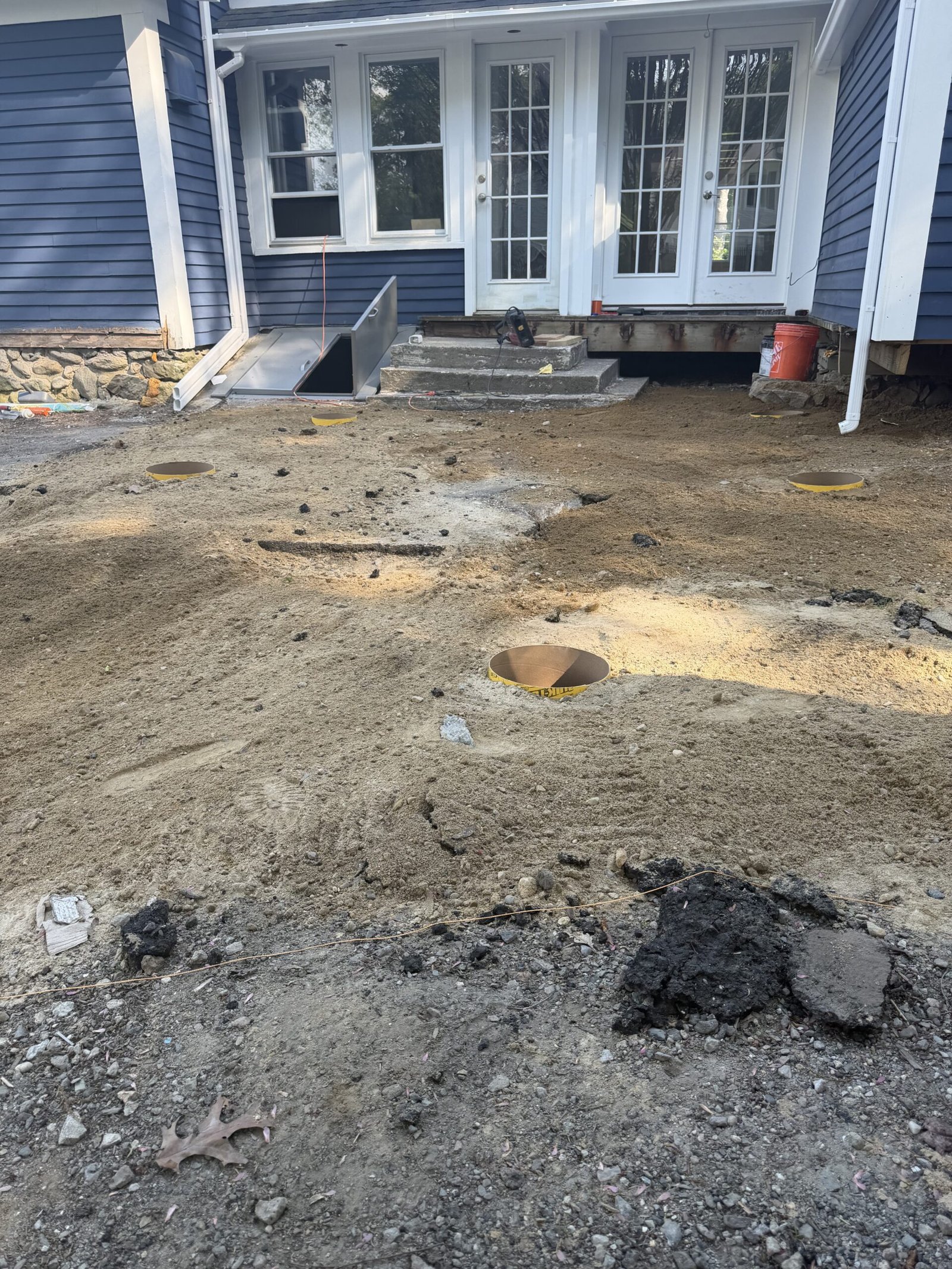 Cleared site after old deck removal in Wayland Massachusetts, photograph 3