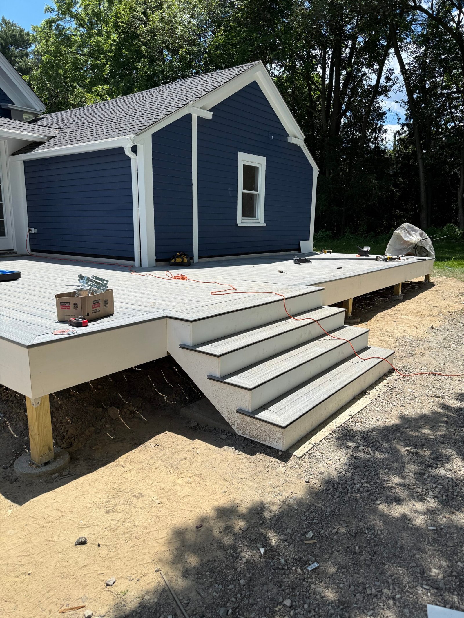 New decking installed during a Wayland Massachusetts deck construction project, photograph 6