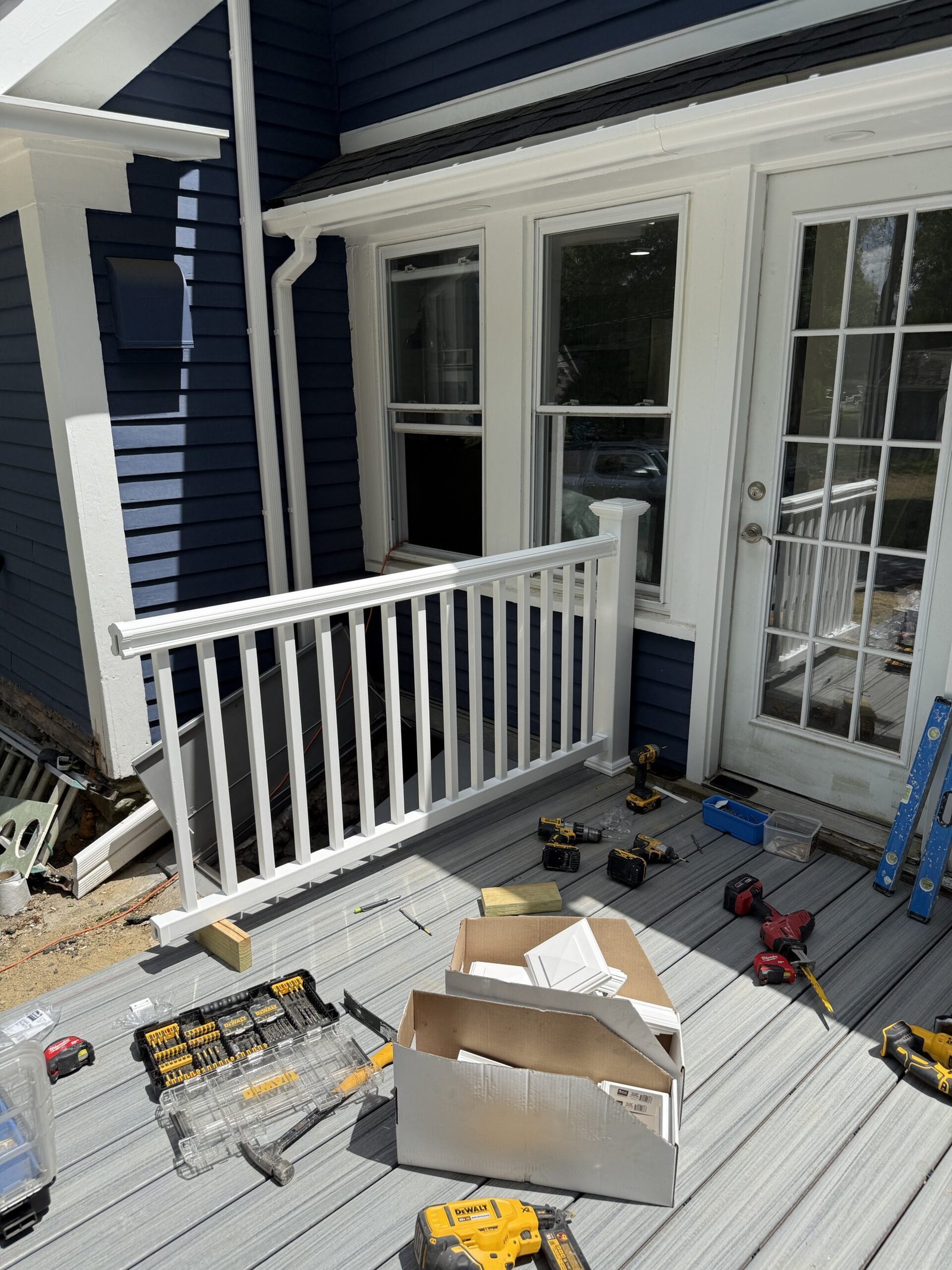 Wayland deck construction stage from site preparation through finished deck in Wayland Massachusetts, photograph 6