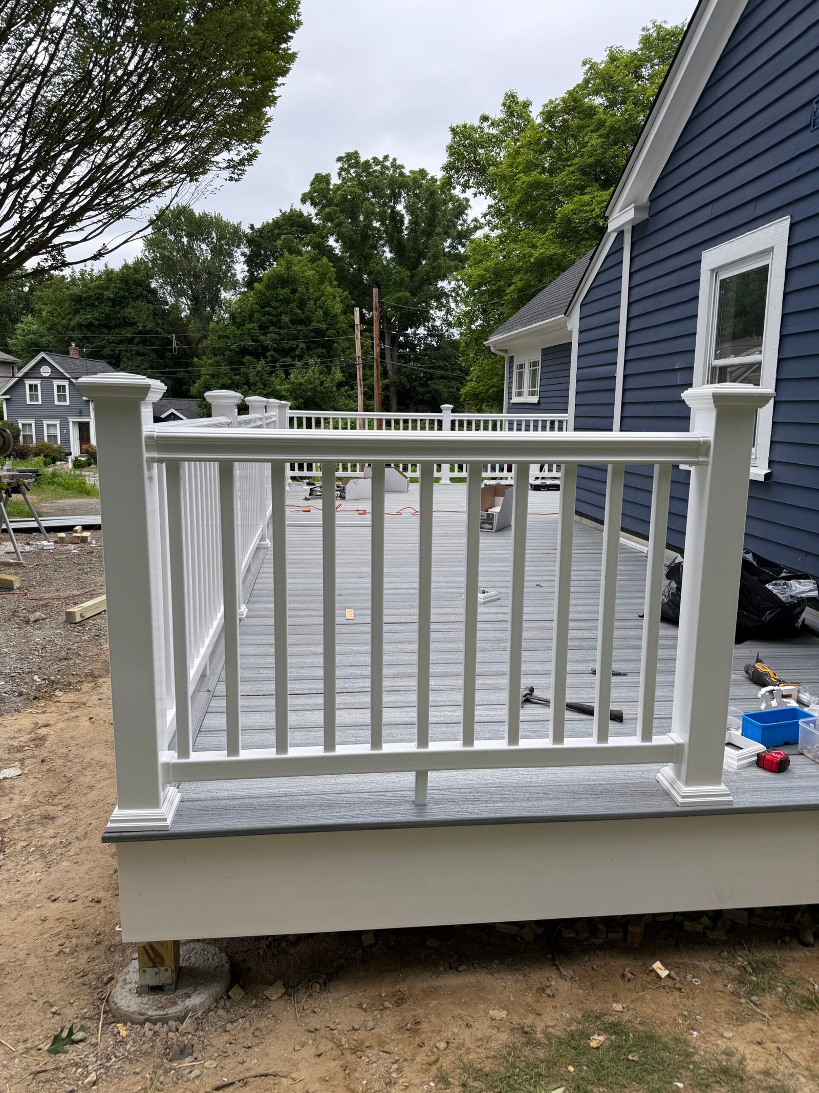 Deck stairs and finishing details in Wayland Massachusetts, photograph 1