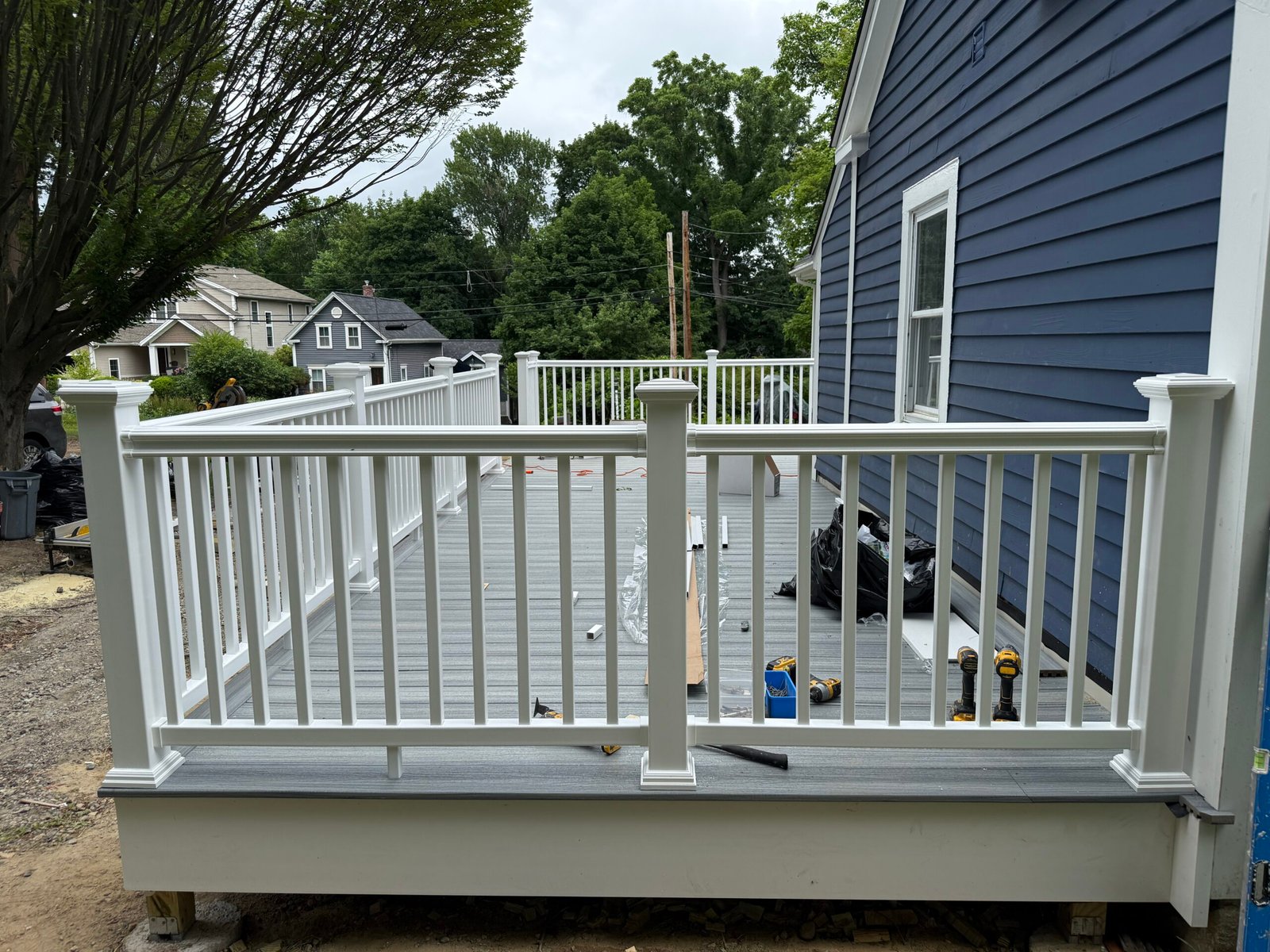 Wayland deck construction stage from site preparation through finished deck in Wayland Massachusetts, photograph 7