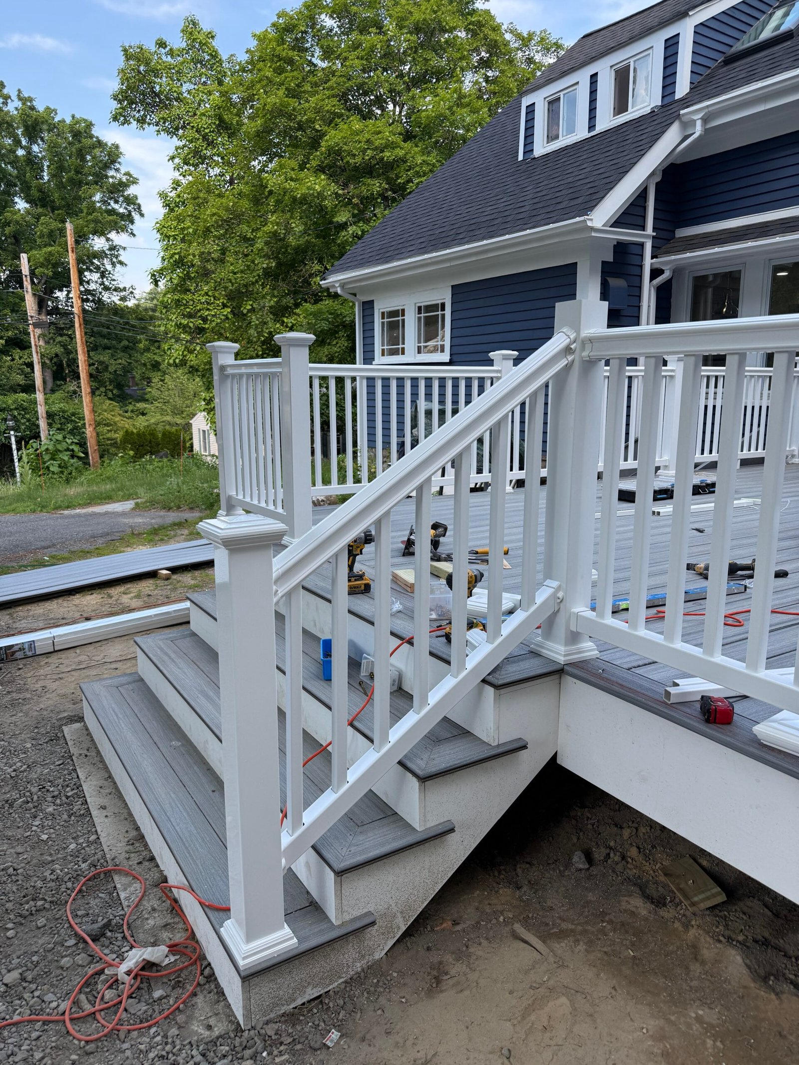Deck stairs and finishing details in Wayland Massachusetts, photograph 3