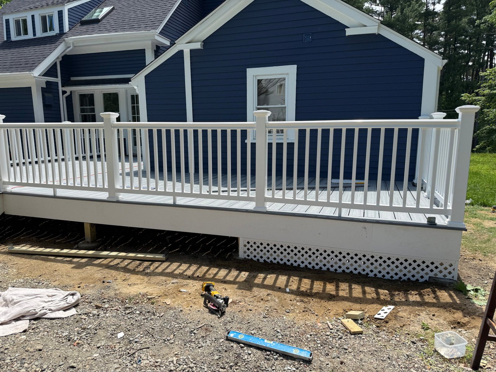 Completed custom deck construction in Wayland Massachusetts, photograph 4