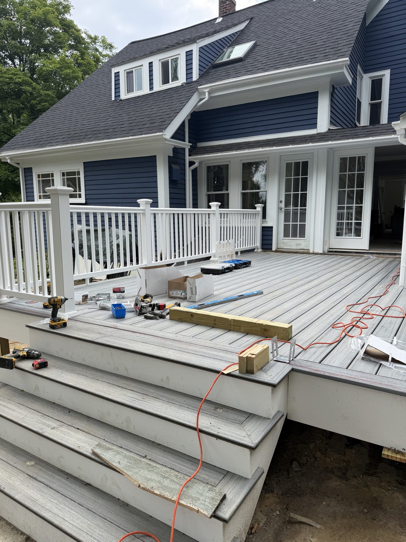 Deck stairs, railing, and finishing details in Wayland Massachusetts, photograph 7