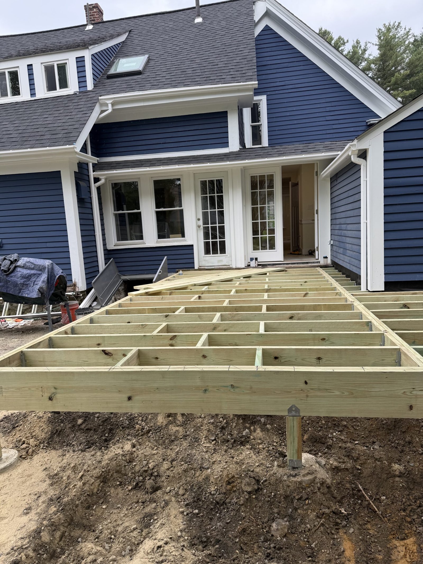 Structural framing for a new deck in Wayland Massachusetts, photograph 2