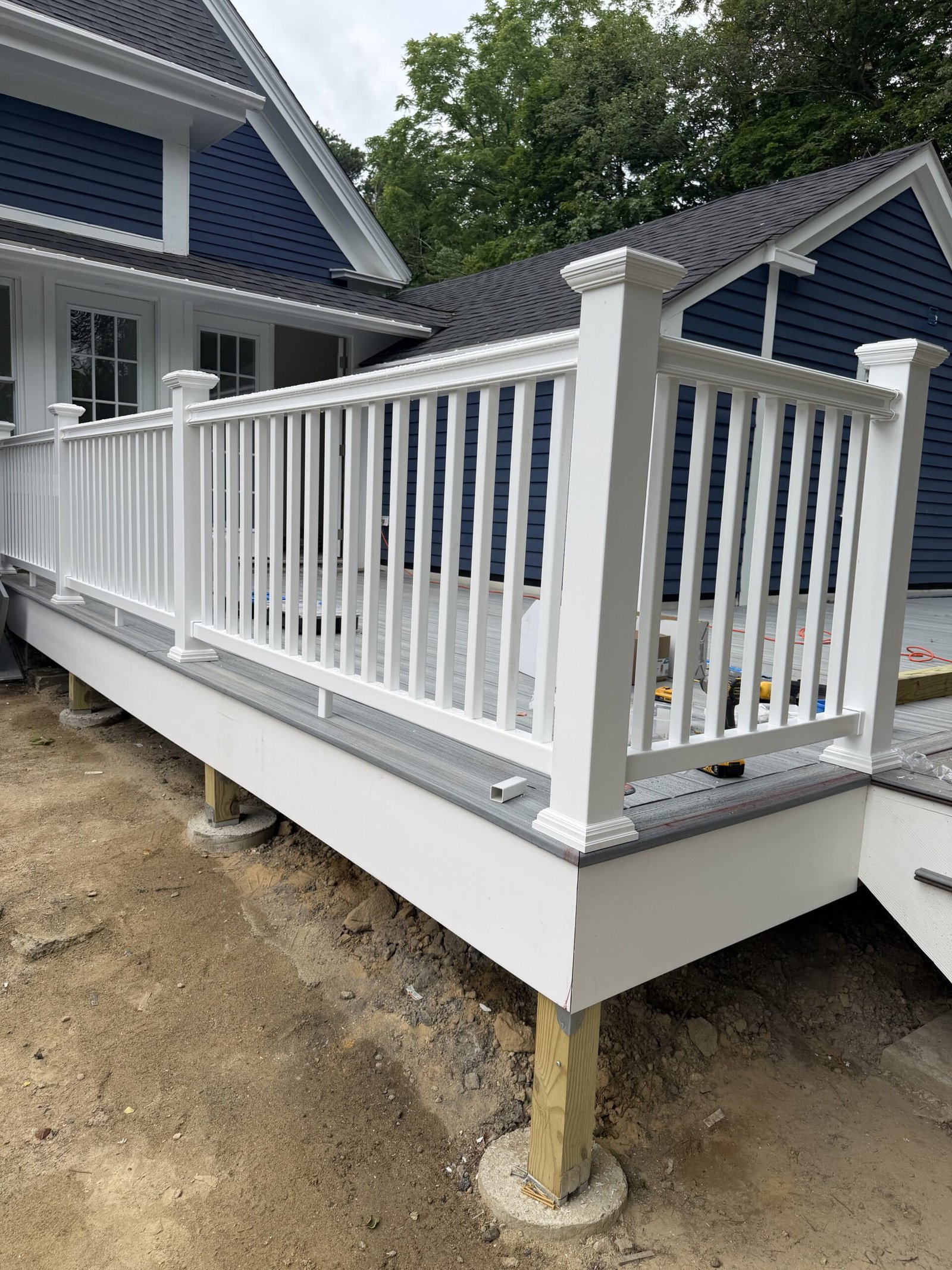 Completed deck construction in Wayland Massachusetts