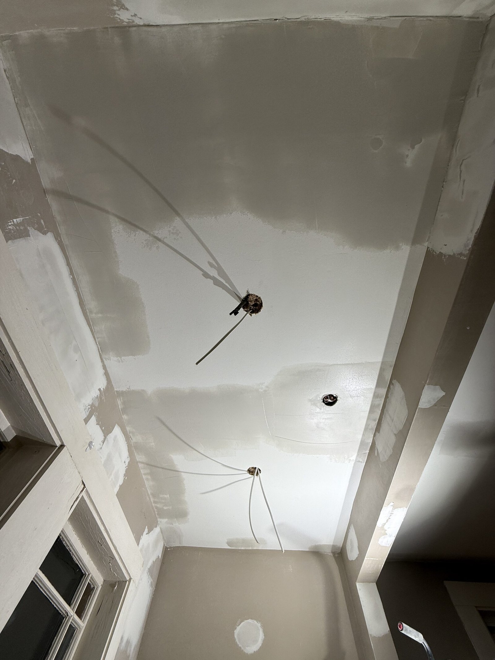Open ceiling, wall repair, or drywall work during whole-house renovation in Wayland Massachusetts, photograph 3