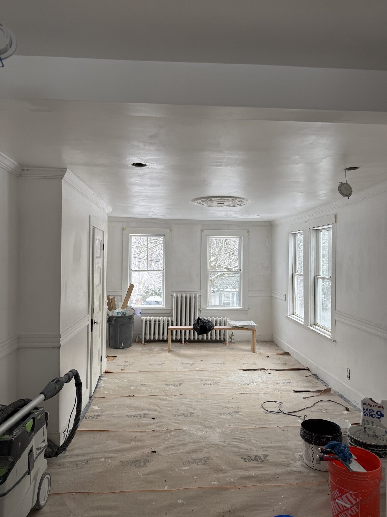 Painting and interior finish preparation during whole-house renovation in Wayland Massachusetts, photograph 8