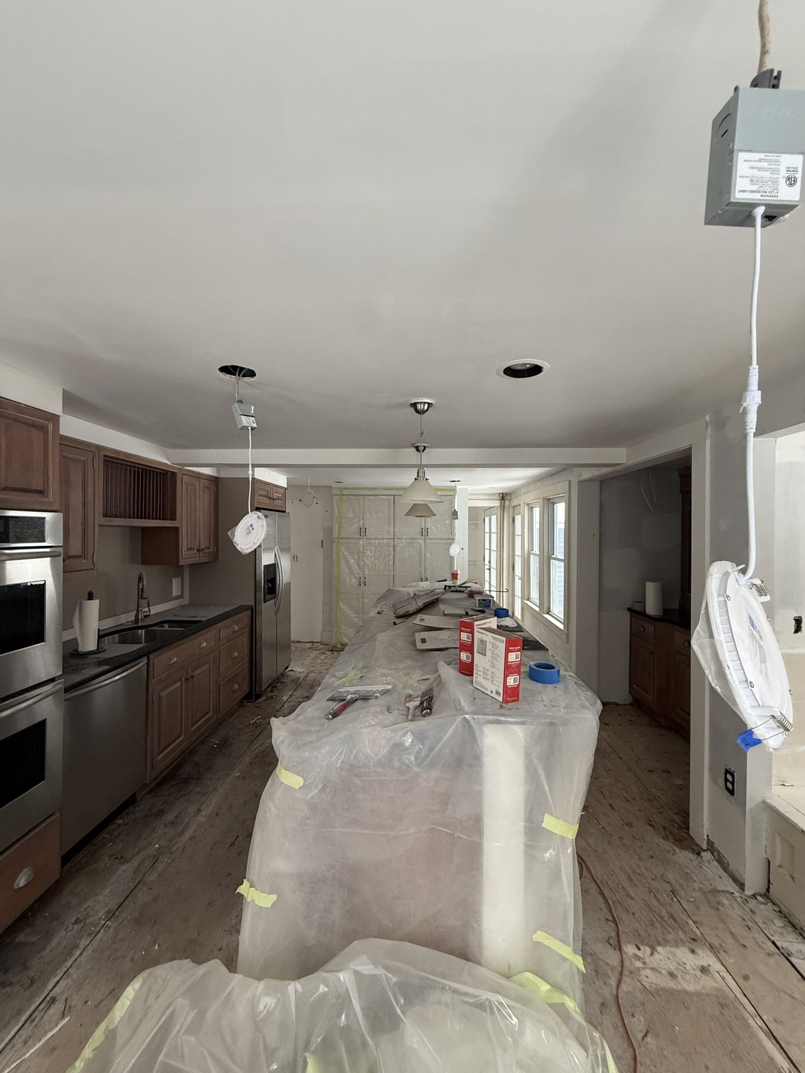 Painting and interior finish preparation during whole-house renovation in Wayland Massachusetts, photograph 11