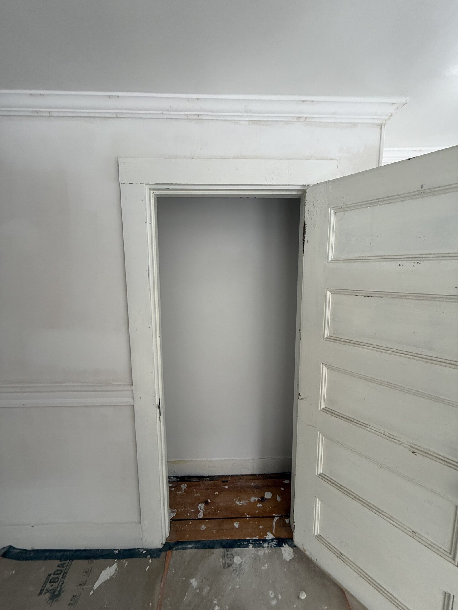 Open ceiling, wall repair, or drywall work during whole-house renovation in Wayland Massachusetts, photograph 11