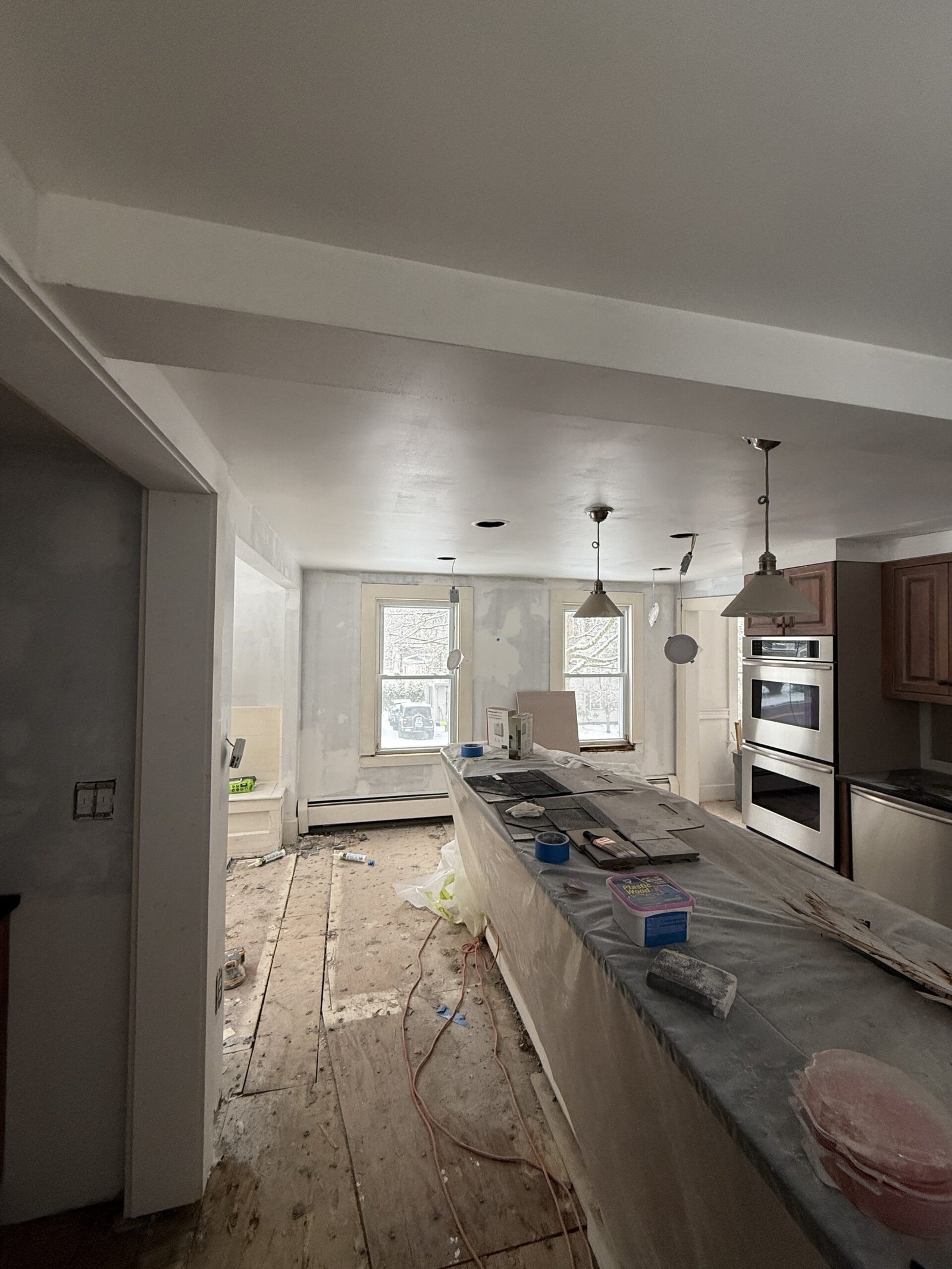 Painting and interior finish preparation during whole-house renovation in Wayland Massachusetts, photograph 12