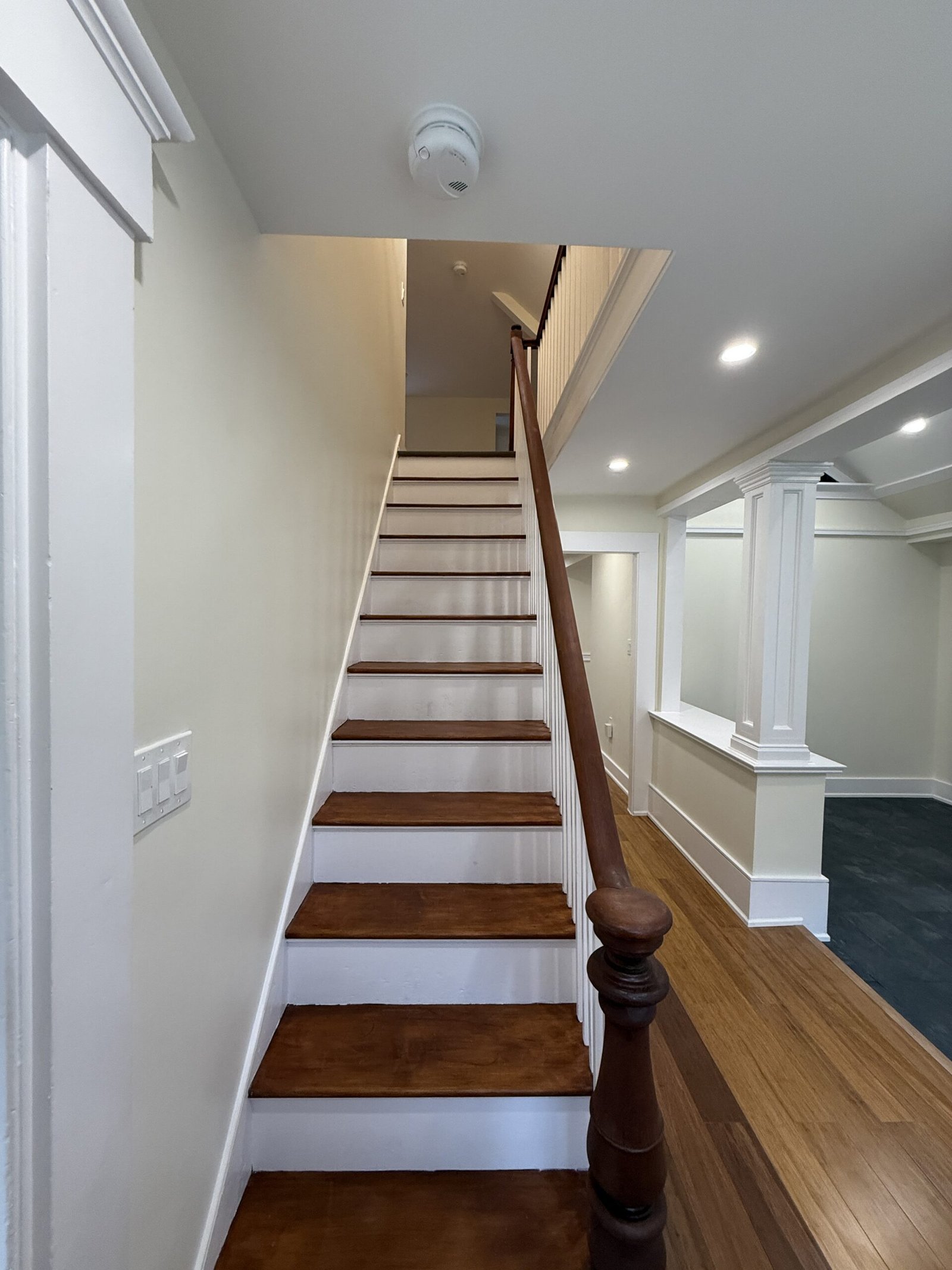 Completed hallway or refinished stair area after whole-house renovation in Wayland Massachusetts, photograph 5