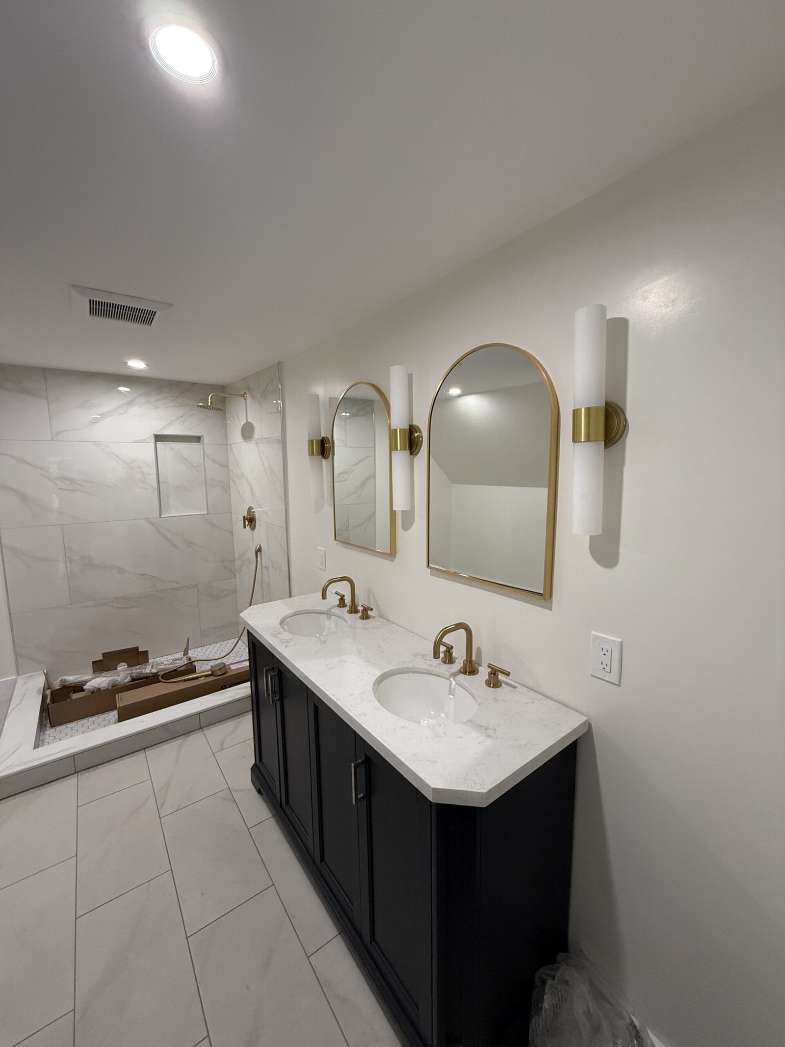 Contractor-taken completed bathroom after whole-house renovation in Wayland Massachusetts, photograph 11