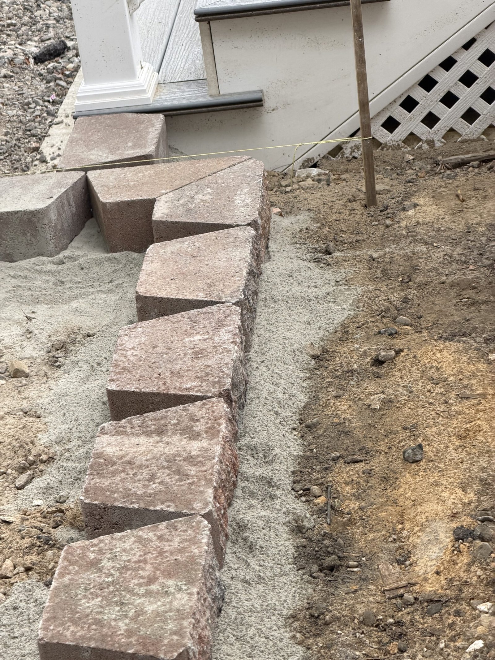 Front paver patio construction in progress in Wayland Massachusetts, photograph 2