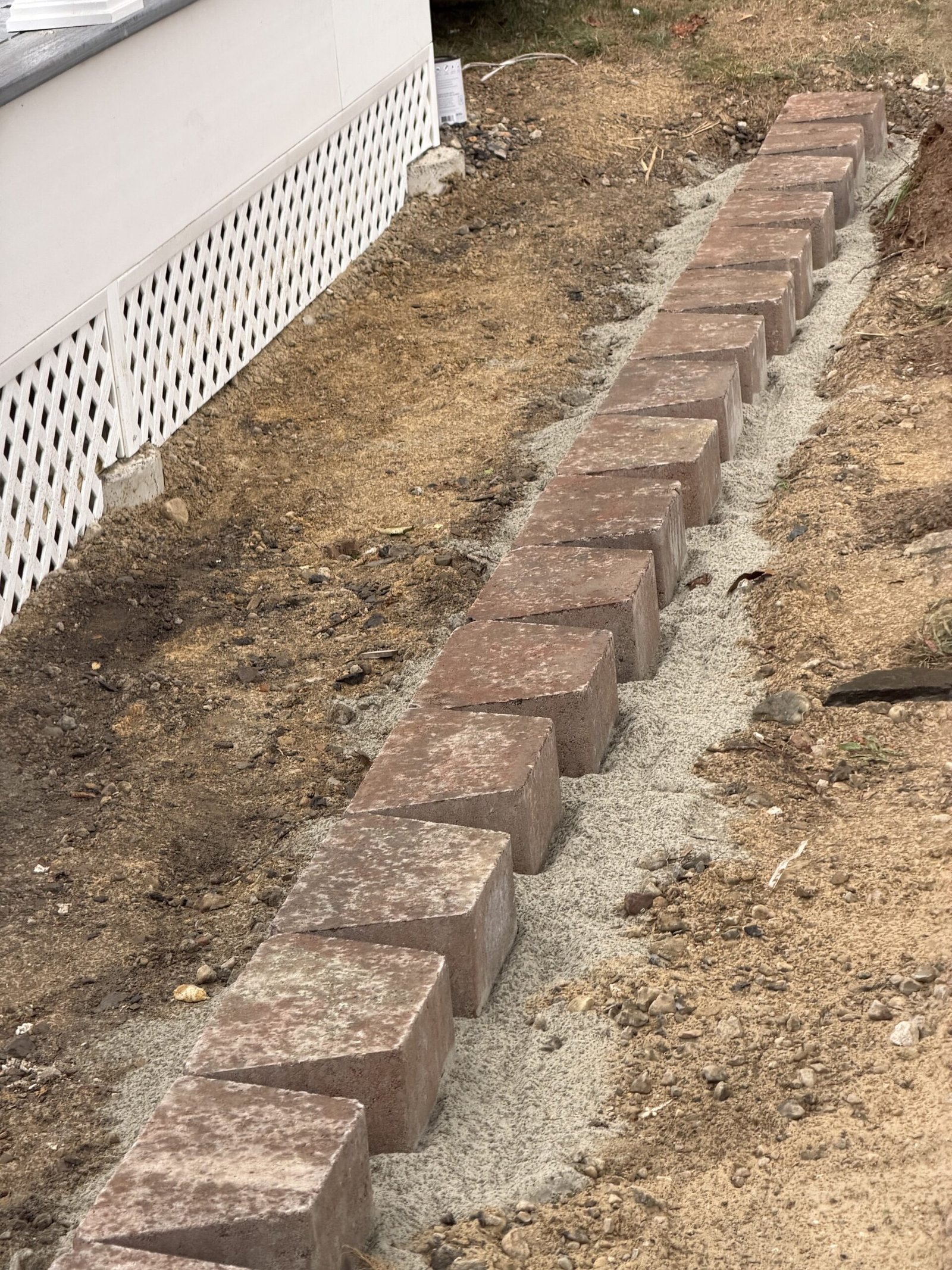 Front paver patio construction in progress in Wayland Massachusetts, photograph 3