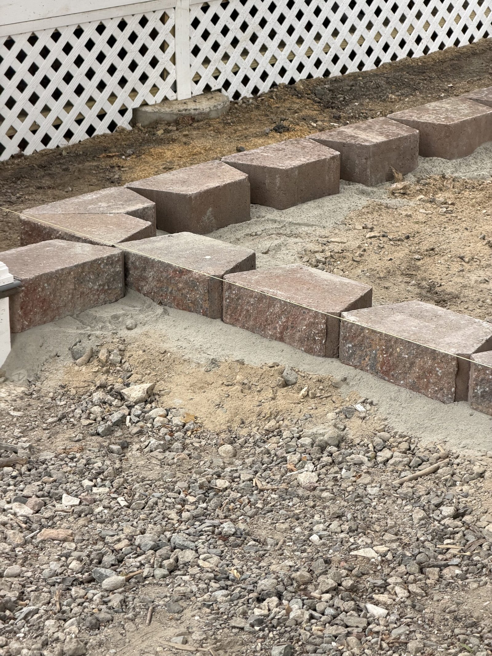 Front paver patio construction in progress in Wayland Massachusetts, photograph 5
