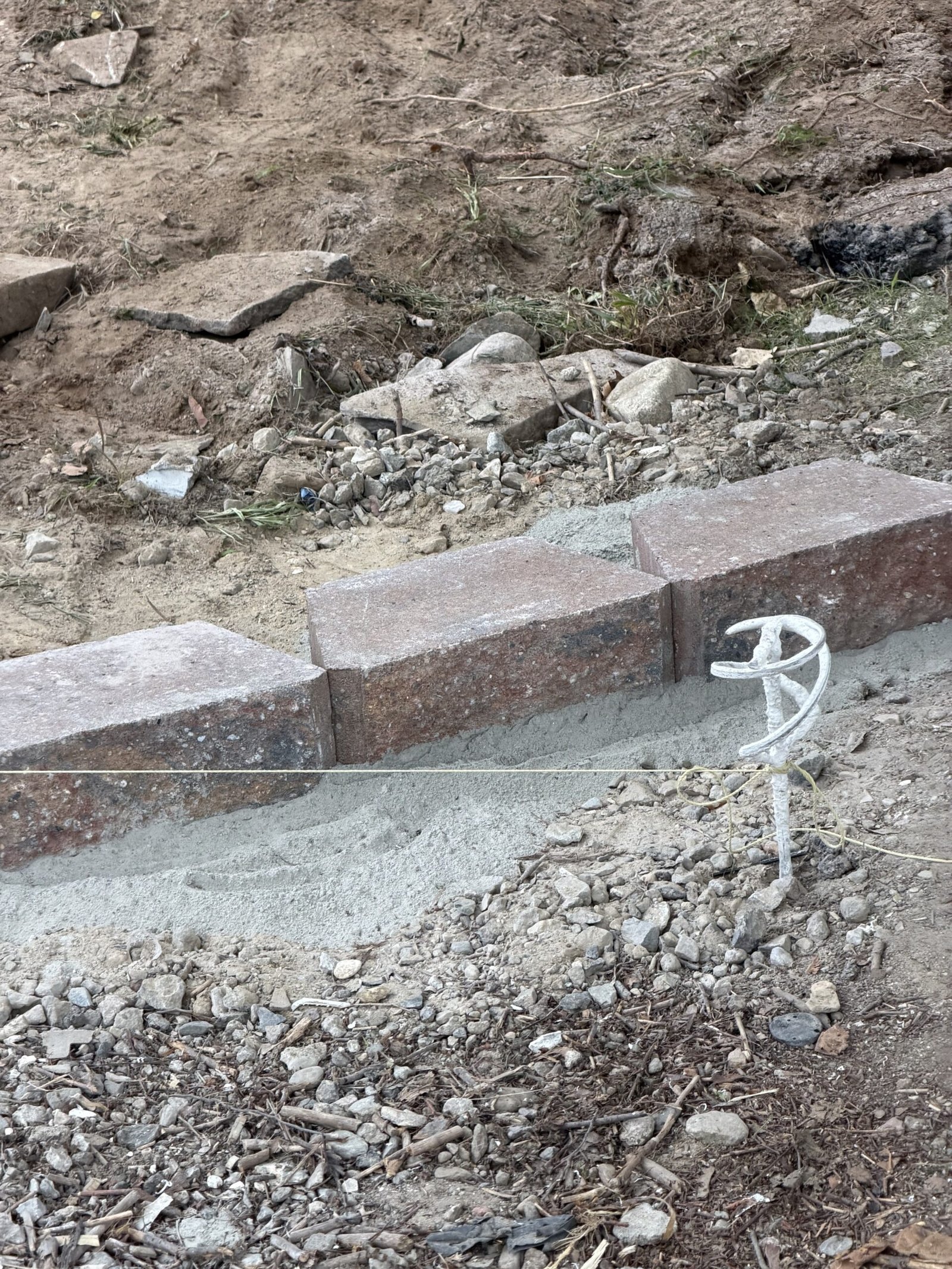 Front paver patio construction in progress in Wayland Massachusetts, photograph 7