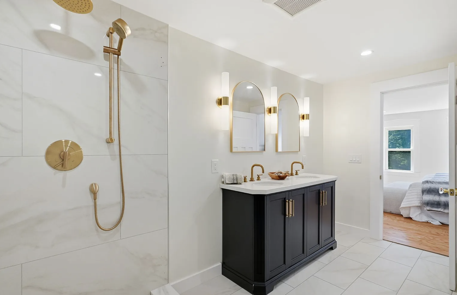 Professionally staged finished bathroom after whole-house renovation in Wayland Massachusetts — view 3