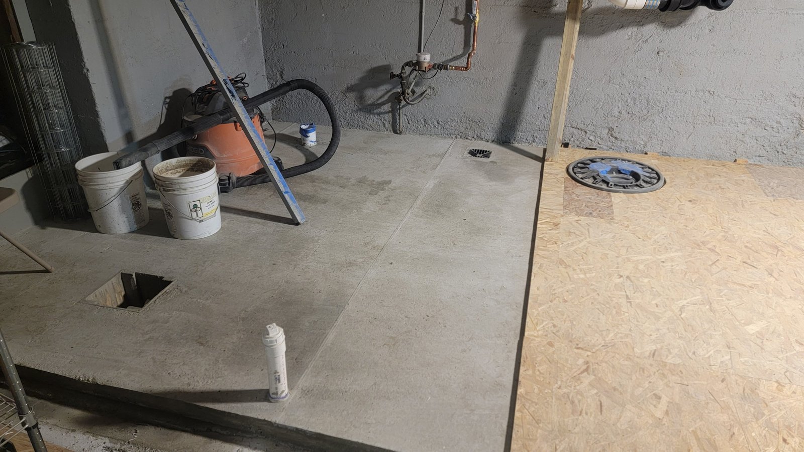 Bathroom floor preparation during a full remodel in Marblehead Massachusetts